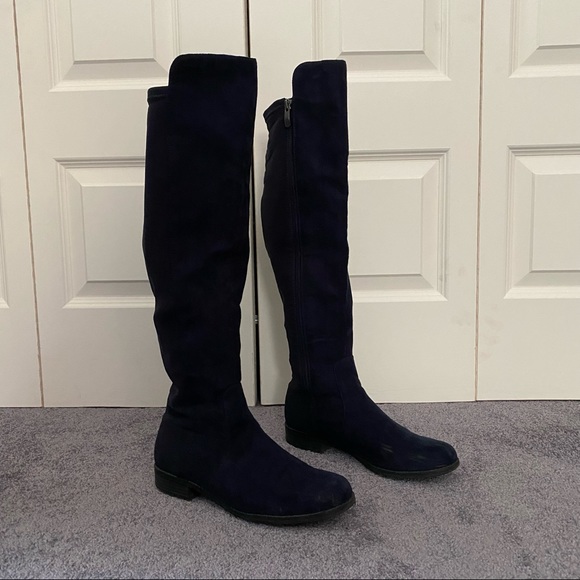 Shoes - High Knee Boots (Suede Front)